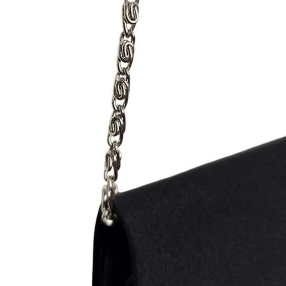 The Little Black Evening Shoulder Purse with Silver Chain - Picture 8 of 8